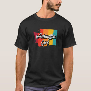 Washington Girl Home State Retro 70s Stripes Us St T-Shirt