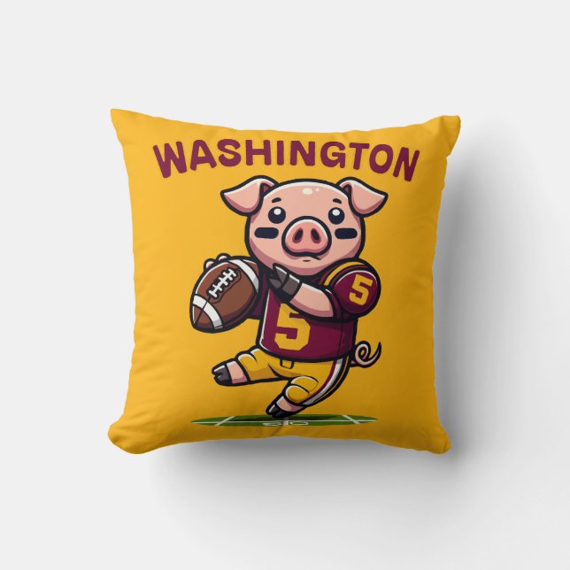 Washington Hog Football Throw Pillow (Front)