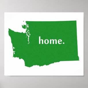 Washington home silhouette state map poster