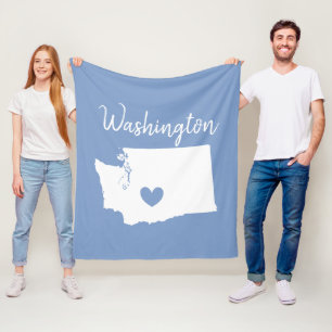 Washington home state map love heart  fleece blanket