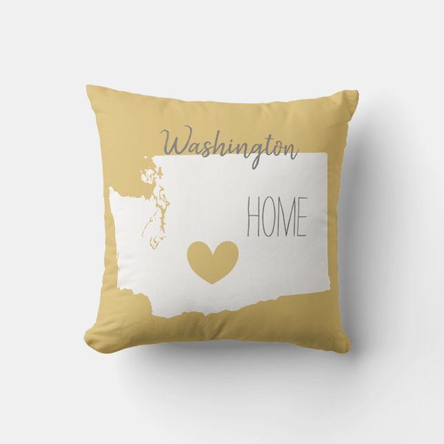 Washington home state map love heart throw pillow (Front)