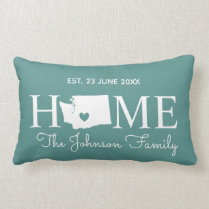 Washington home state map personalized family lumbar pillow