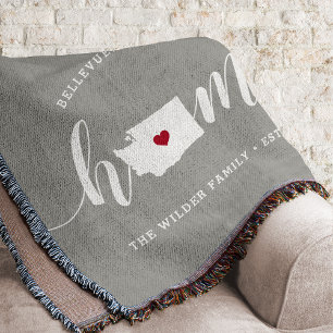 Washington Home State Personalized Rustic Throw Blanket