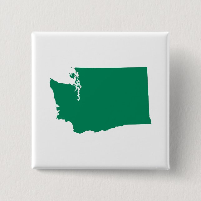 Washington in Green 2 Inch Square Button (Front)