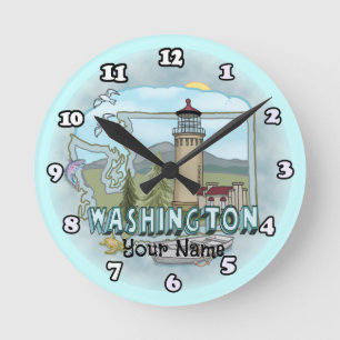 Washington Lighthouse Round Clock