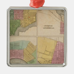Washington Louisville and Jeffersonville Metal Ornament