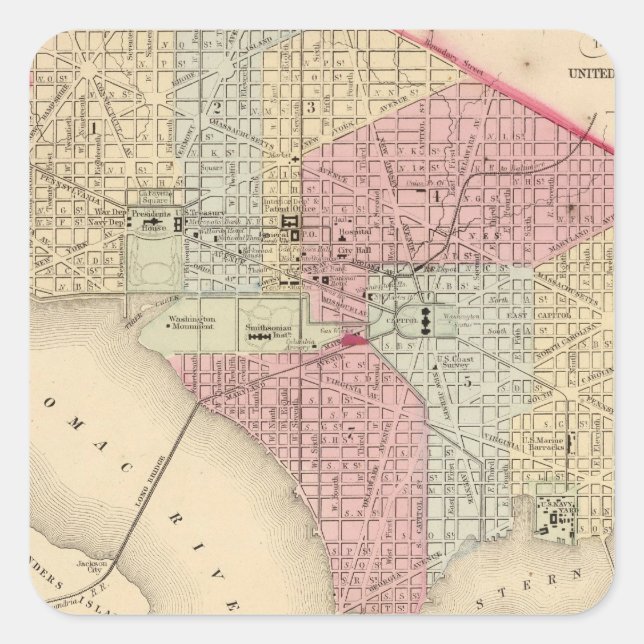 Washington Map by Mitchell Square Sticker (Front)