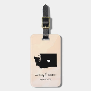 Washington Map Wedding Luggage Tag, Custom Gift Luggage Tag