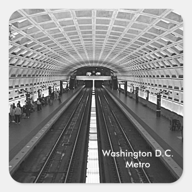 Washington Metro Station Looking at the Rails Square Sticker (Front)