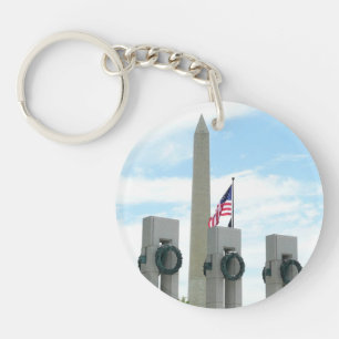Washington Monument and WWII Memorial in DC Keychain