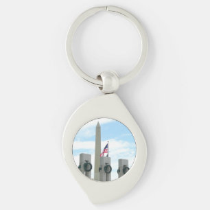 Washington Monument and WWII Memorial in DC Keychain