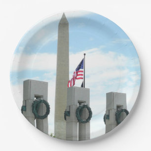 Washington Monument and WWII Memorial in DC Paper Plate