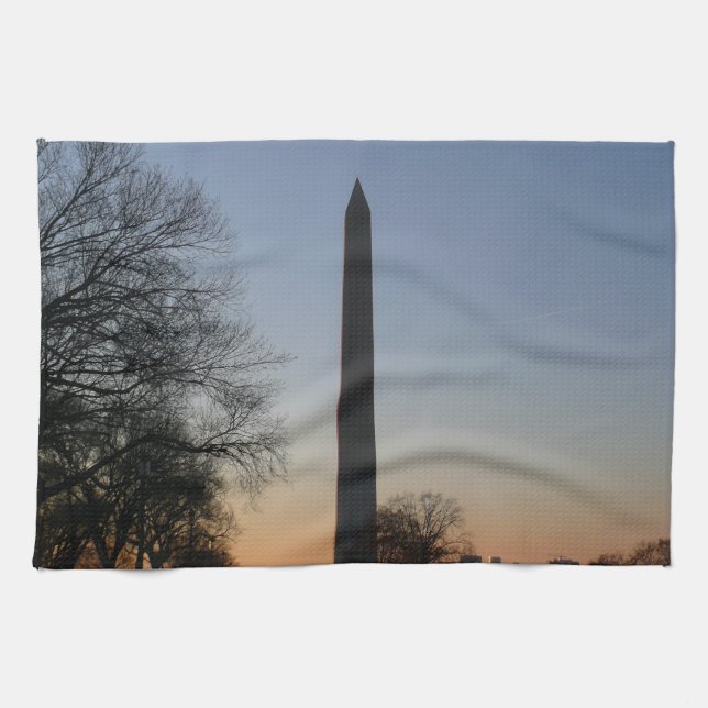 Washington Monument at Sunset in DC Kitchen Towel (Horizontal)
