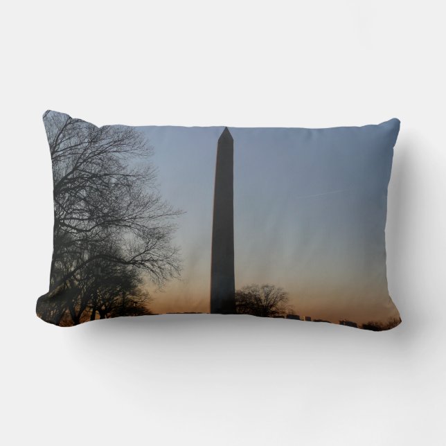 Washington Monument at Sunset in DC Lumbar Pillow (Front)