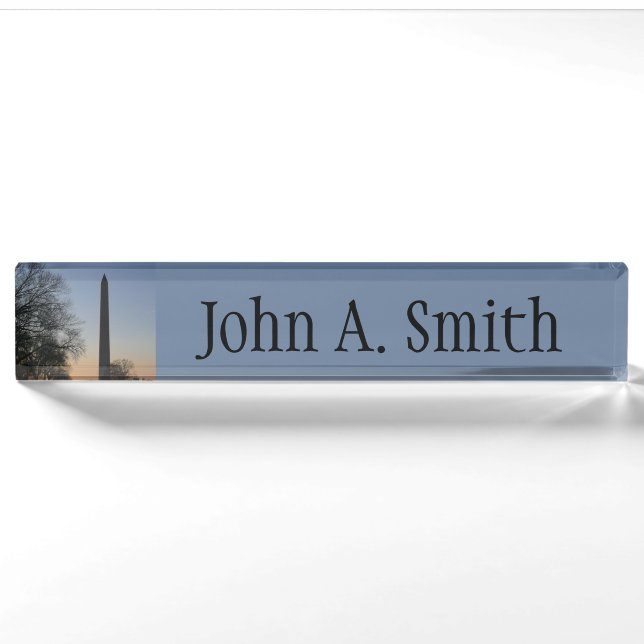 Washington Monument at Sunset in DC Nameplate (Front)