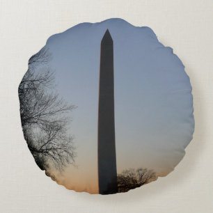 Washington Monument at Sunset in DC Round Pillow