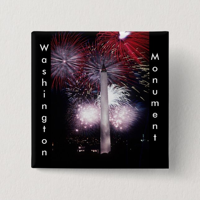 Washington Monument Fireworks 2 Inch Square Button (Front)