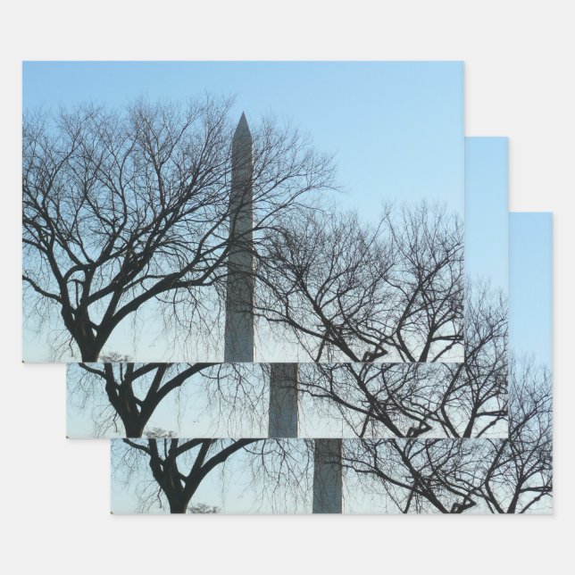 Washington Monument in Winter I Landscape Wrapping Paper Sheet (Set)