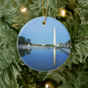 Washington Monument, Reflecting Pool, Washington Ceramic Ornament