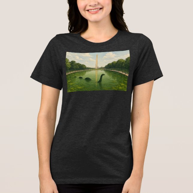 Washington Monument Reflecting Pool with Loch Ness Tri-Blend Shirt (Front)