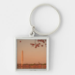 Washington Monument Sakura at sunset. Keychain