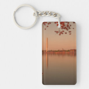 Washington Monument Sakura at sunset. Keychain