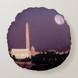 Washington Monument, the Capitol and Jefferson Round Pillow