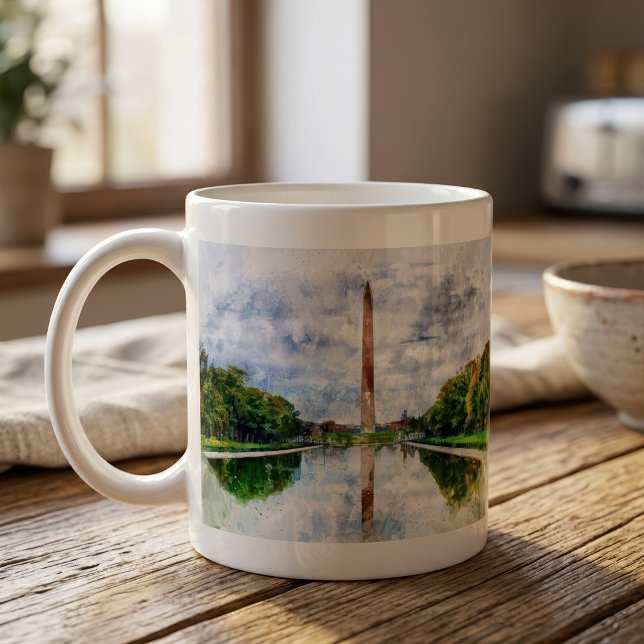 Washington Monument watercolor with reflection Coffee Mug (Washington Monument Watercolor with Reflection. Coffee Mug)