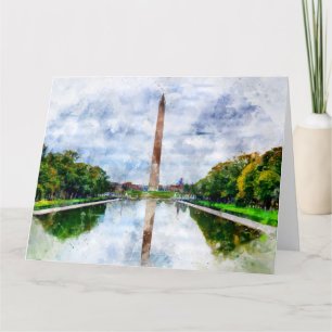 Washington Monument watercolor with reflection Thank You Card