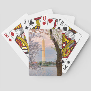 Washington Monument with Cherry Blossoms Playing Cards