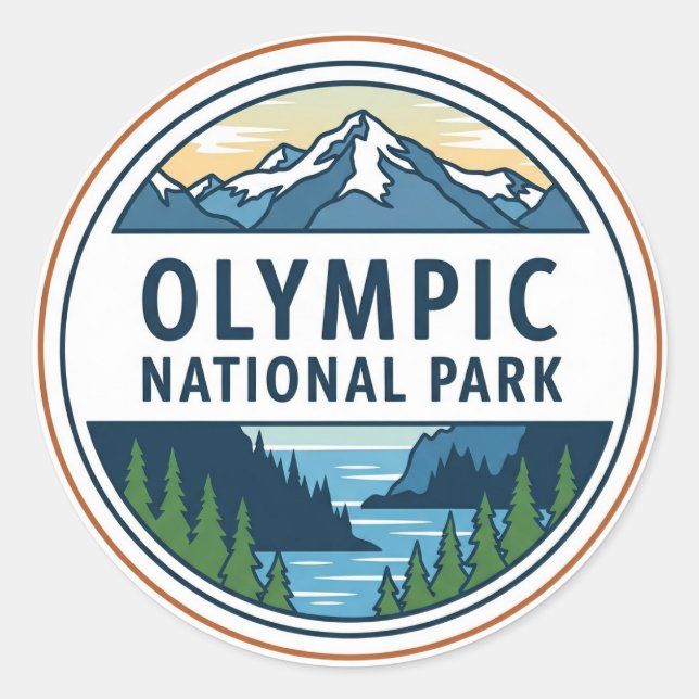 Washington olympic national park classic round sticker (Front)
