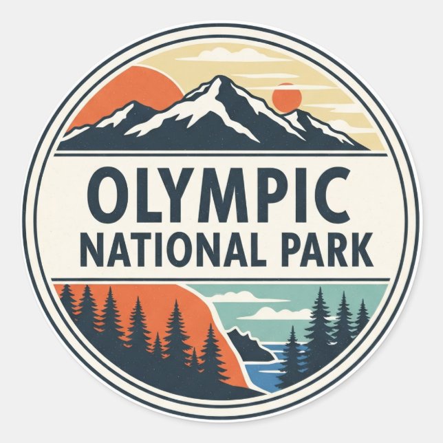 Washington olympic national park classic round sticker (Front)