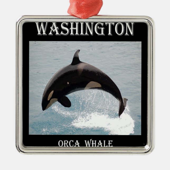 Washington Orca Whale Metal Ornament (Front)