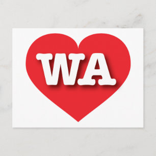 Washington Red Heart - I love WA Postcard