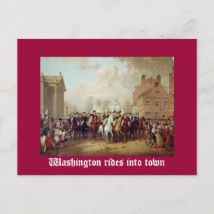 Washington rides into town postcard