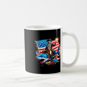 Washington Riding Shark Funny July 4th American Fl Coffee Mug
