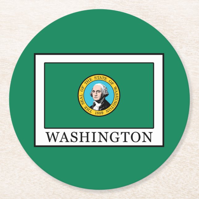 Washington Round Paper Coaster (Front)