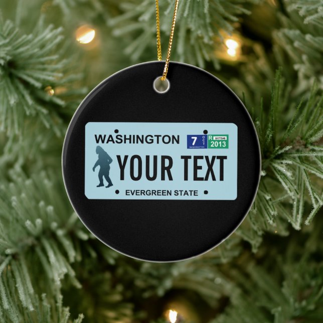 Washington Sasquatch License Plate Ceramic Ornament (Tree)