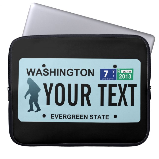 Washington Sasquatch License Plate Laptop Sleeve (Front)