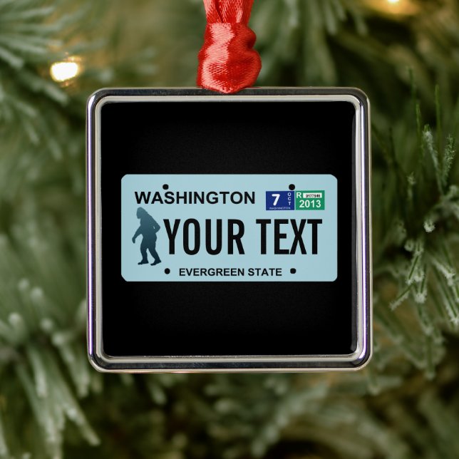 Washington Sasquatch License Plate Metal Ornament (Tree)