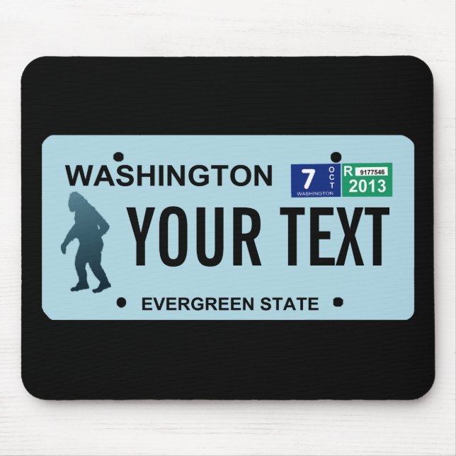 Washington Sasquatch License Plate Mouse Pad (Front)