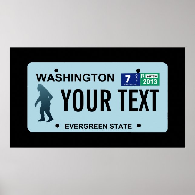 Washington Sasquatch License Plate Poster (Front)
