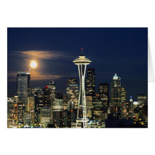 Washington, Seattle, Skyline at night from Kerry 1