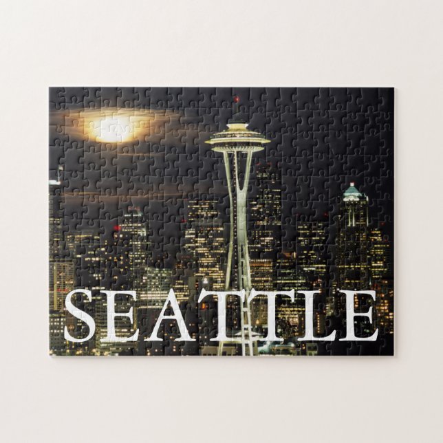 Washington, Seattle, Skyline at night from Kerry 2 Jigsaw Puzzle (Horizontal)