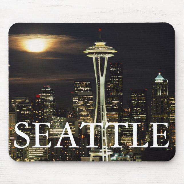 Washington, Seattle, Skyline at night from Kerry 2 Mouse Pad (Front)