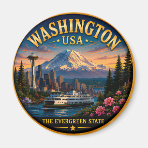 Washington Seattle Skyline Escape 🟡 Magnet