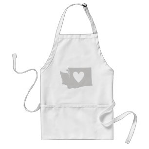 Washington Shaped Grey Washingtonian Grey Heart Standard Apron
