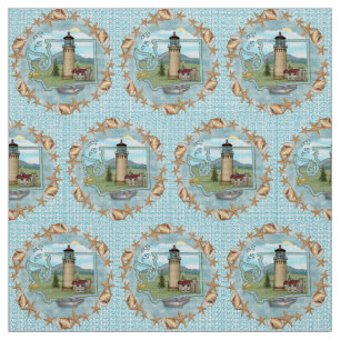 Washington Shells Lighthouse Fabric