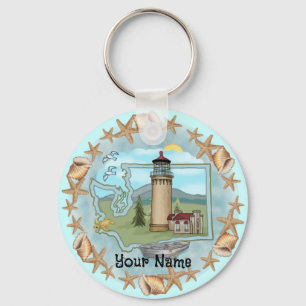 Washington Shells Lighthouse  Keychain