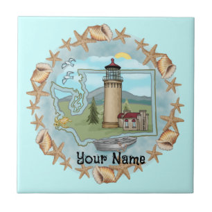 Washington Shells Lighthouse Tile
